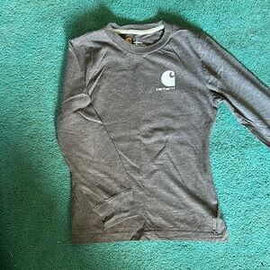 Boys long sleeve Carhartt shirt. Size 6. Brown with Carhartt logo in orange.